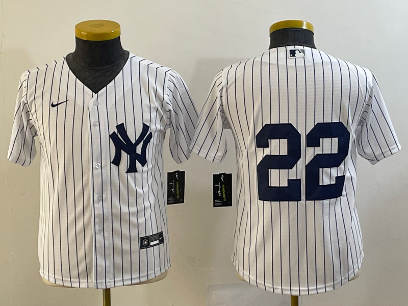 Youth New York Yankees #22 Harrison Bader White Cool Base Stitched Baseball Jersey